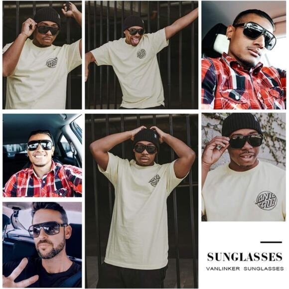 Polarized Oversized Aviator Sunglasses Vintage Retro 70s Square Flat Top Shield main image 5